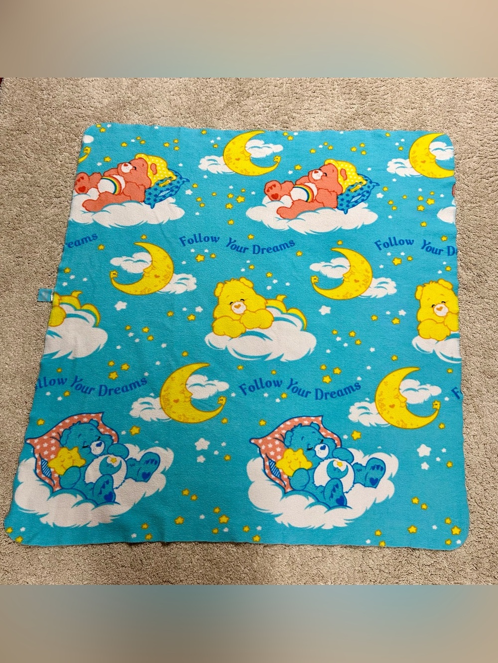 Follow Your Dreams Northwest Co 2003 Sleeping Care Bears Fleece Throw Blanket